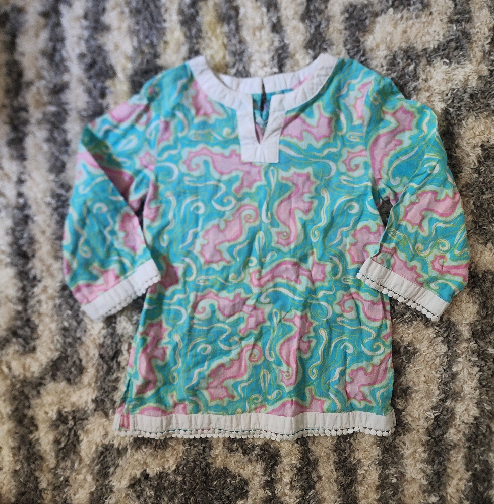 Lilly Pultizer Girls seahorse top sz 7